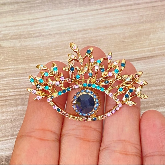 BLUE MULTI EVIL EYE CHARM BROOCH / PENDANTS NEW! - Picture 2 of 11